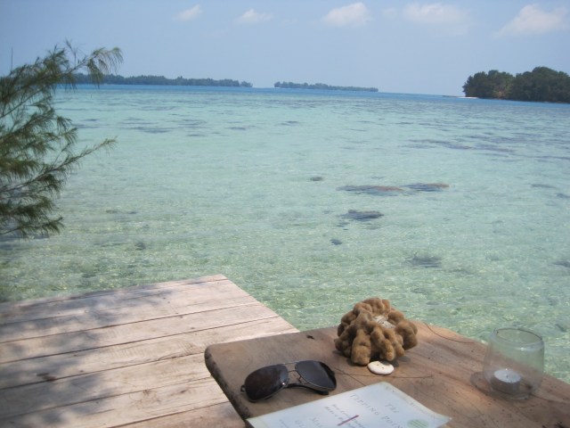 The porch in front of a driftwood hut, Pulau Macan 