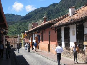 Street scene in La Candelaria, the historic center of Bogota